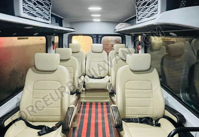 force urbania luxury van with 1x1 maharaja seats hire in delhi