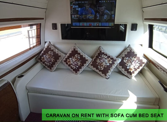 6 seater caravan with toilet washroom sofa cum bed on rent in india
